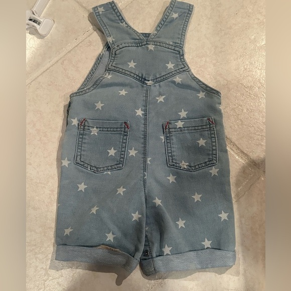 First Impressions Baby Star Print Denim Shortalls Light Wash 12 Months - Picture 3 of 5